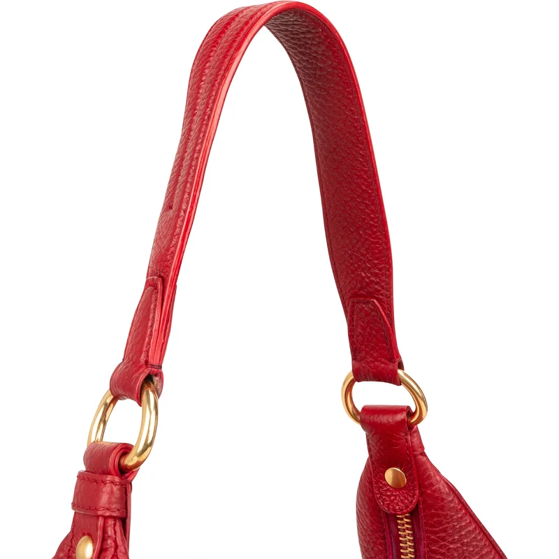 Prada Red Vitello Daino Leather Hobo Shoulder Bag