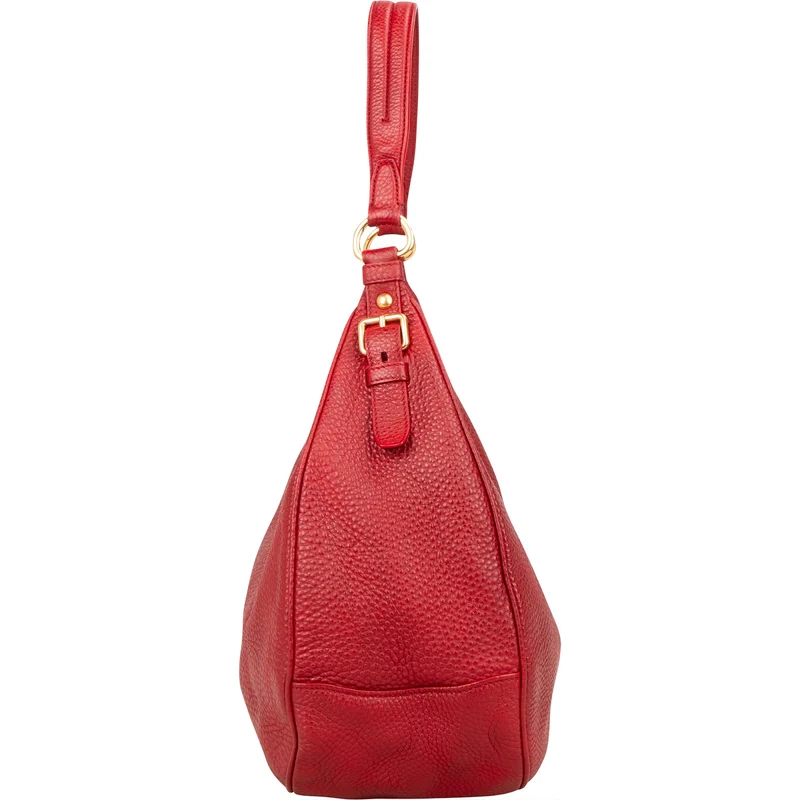 Prada Red Vitello Daino Leather Hobo Shoulder Bag