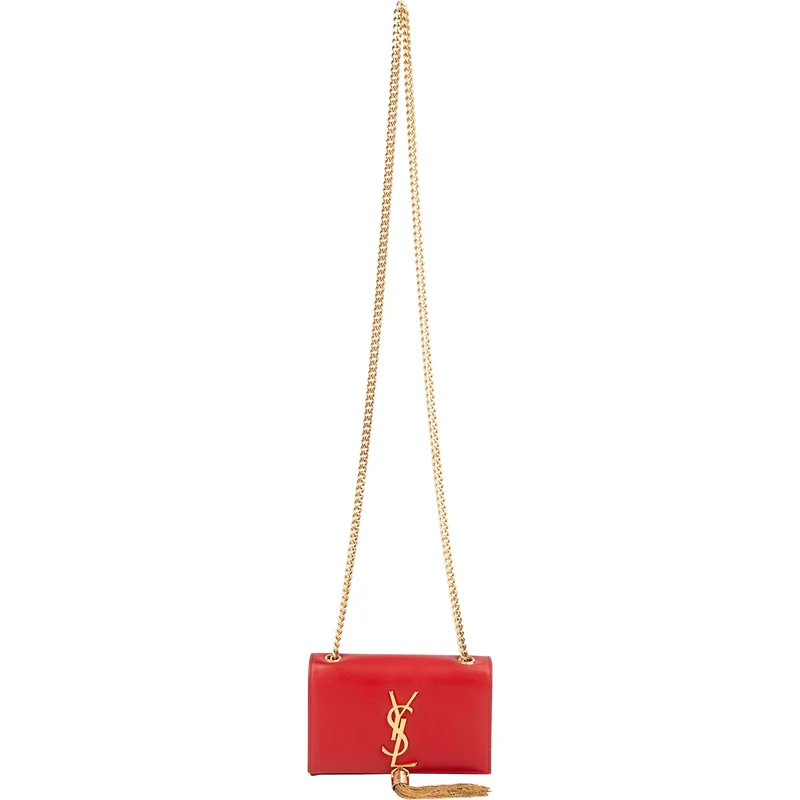 Saint Laurent Red Leather Kate Chain Crossbody Bag
