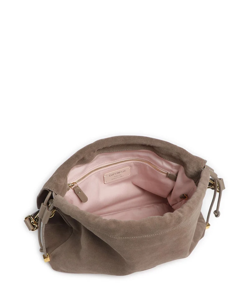 Coccinelle Lidia Suede Beuteltasche warm taupe