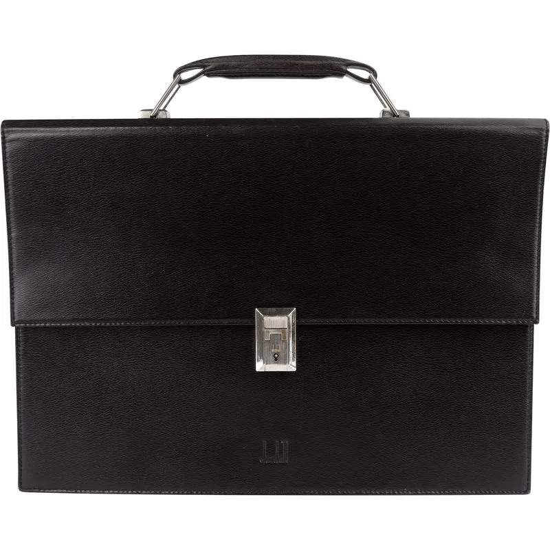 Dunhill Black Leather Briefcase Handbag