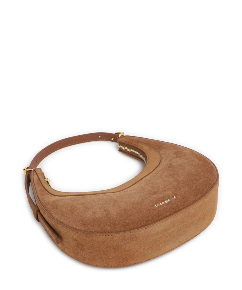 Coccinelle Whisper Suede Schultertasche cognac