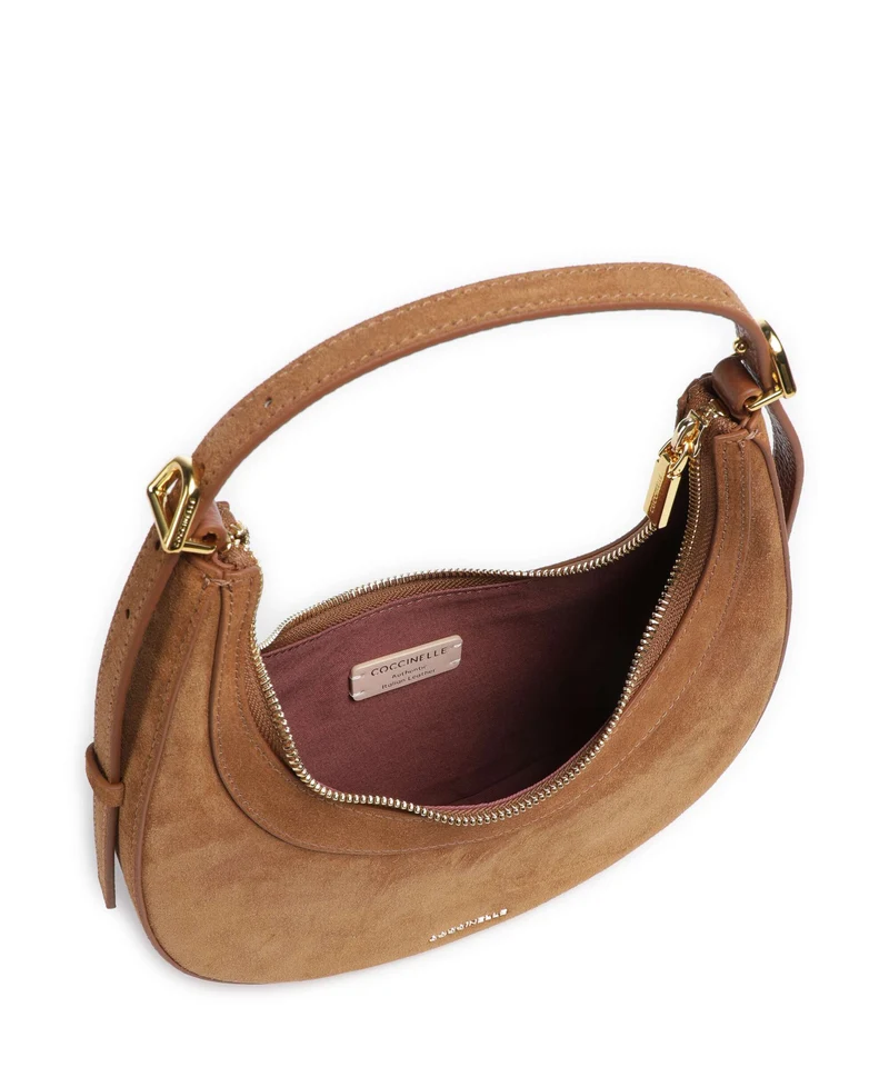 Coccinelle Whisper Suede Schultertasche cognac
