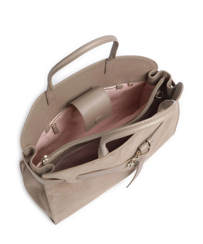 Coccinelle Sabine Suede Handtasche warm taupe