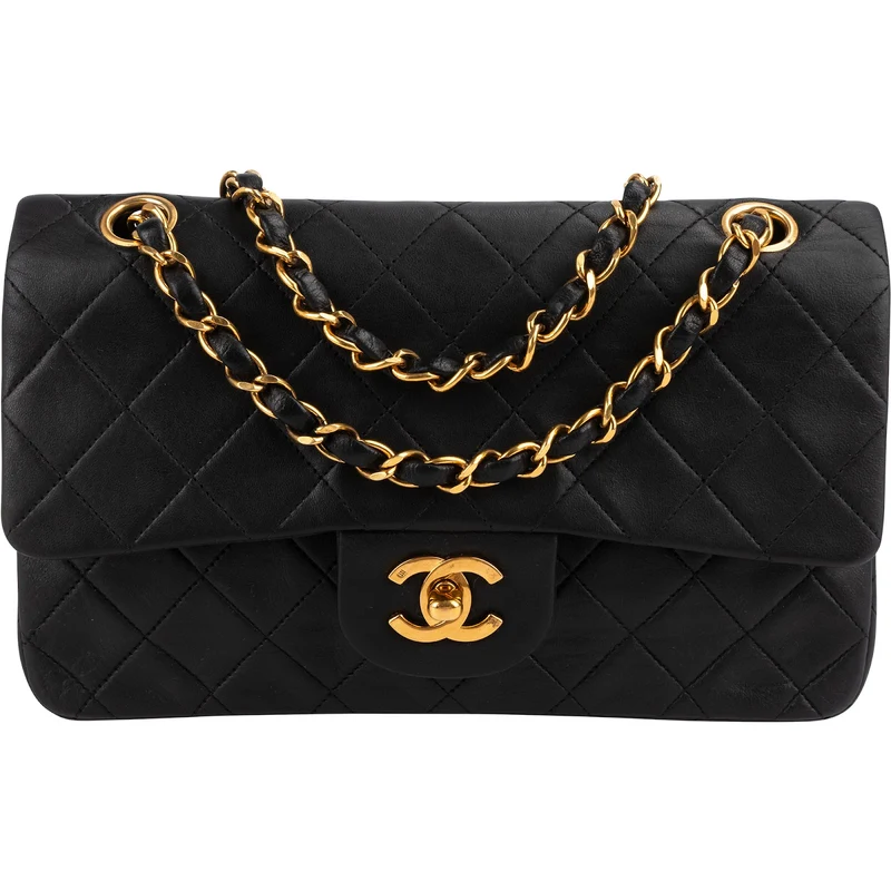 Chanel Quilted Lambskin 24K Gold Small Double Flap Shoulder Bag
