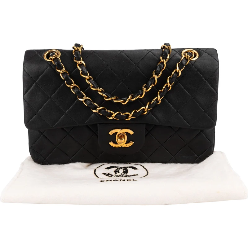 Chanel Quilted Lambskin 24K Gold Small Double Flap Shoulder Bag