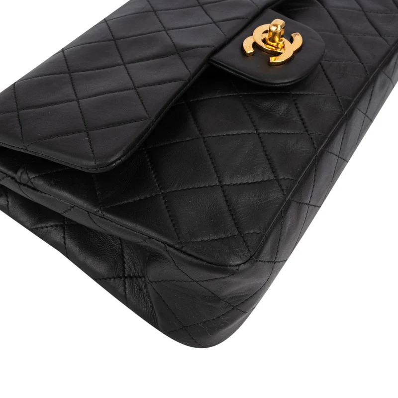 Chanel Quilted Lambskin 24K Gold Small Double Flap Shoulder Bag