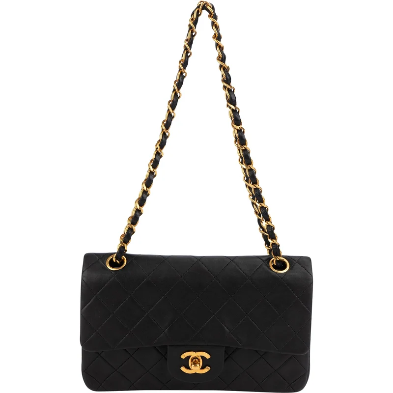 Chanel Quilted Lambskin 24K Gold Small Double Flap Shoulder Bag