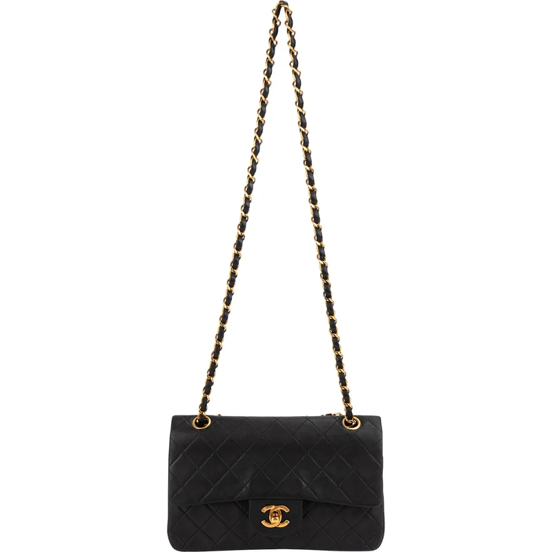 Chanel Quilted Lambskin 24K Gold Small Double Flap Shoulder Bag
