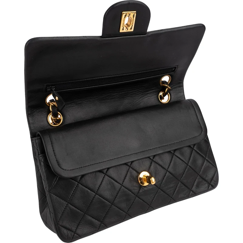 Chanel Quilted Lambskin 24K Gold Small Double Flap Shoulder Bag