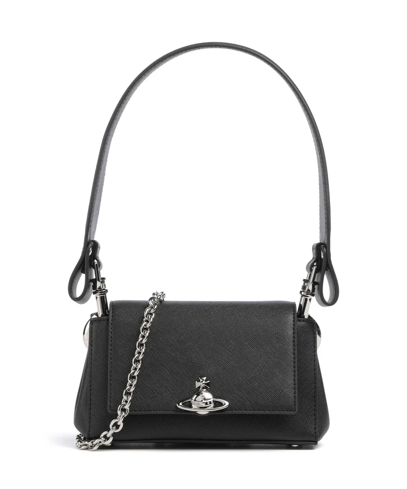 Vivienne Westwood Hazel Saffiano Plain Small Schultertasche black