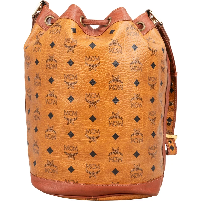 MCM Monogram Visetos Drawstring Bucket Crossbody Bag