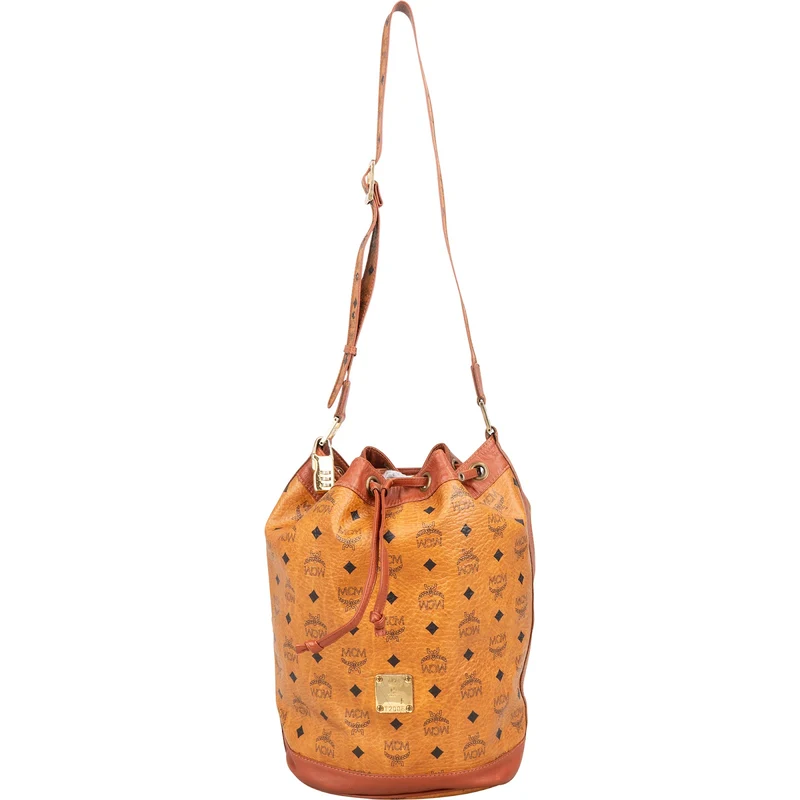 MCM Monogram Visetos Drawstring Bucket Crossbody Bag