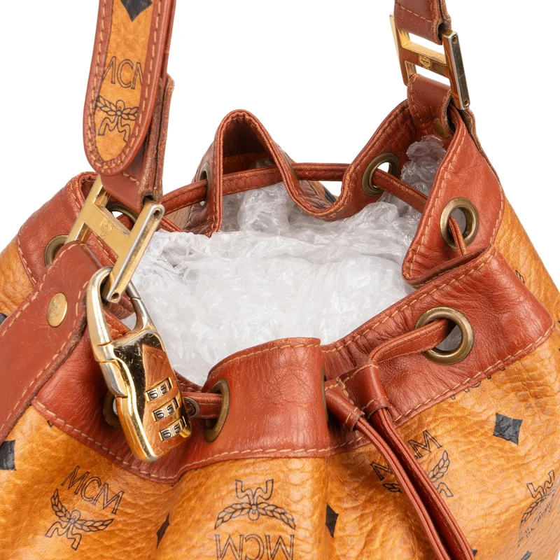 MCM Monogram Visetos Drawstring Bucket Crossbody Bag