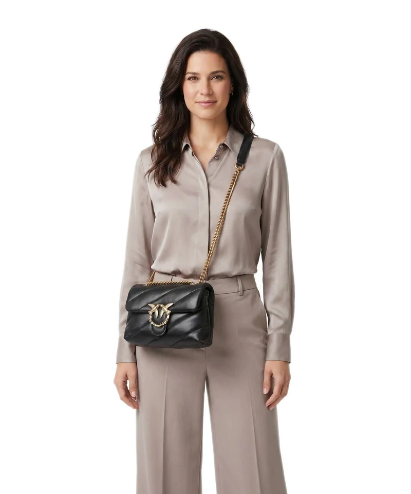 Pinko Love Puff Mini New Buckle Schultertasche nero/antique gold