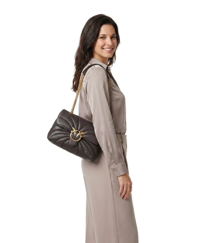 Pinko Love Puff Classic Schultertasche marrone marasca/antique gold