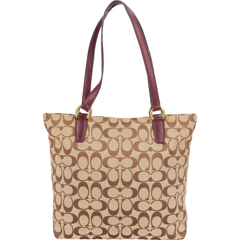 Coach Monogram Signature Stripe Tote Shoulder Bag