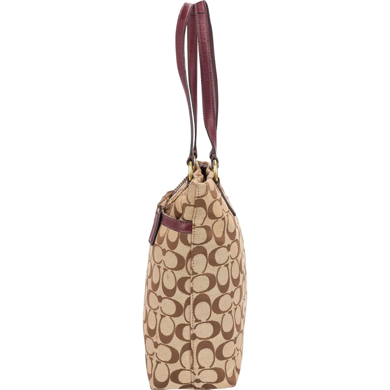 Coach Monogram Signature Stripe Tote Shoulder Bag