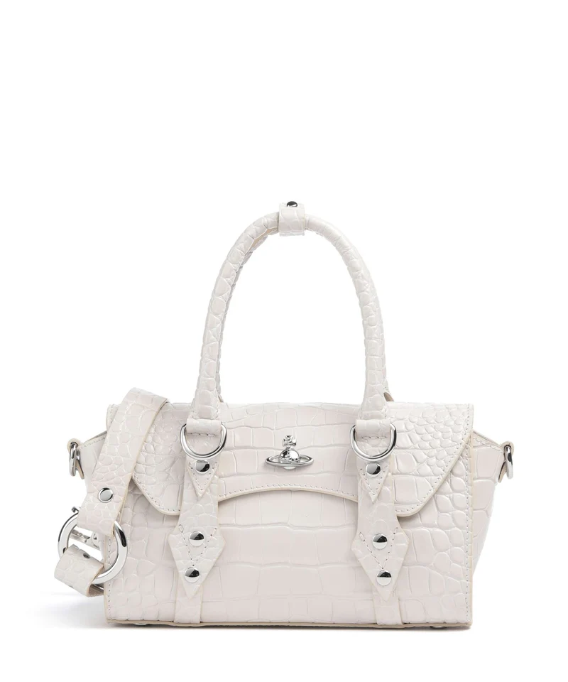 Vivienne Westwood Bettina Embossed Croc Mini Handtasche pearl white