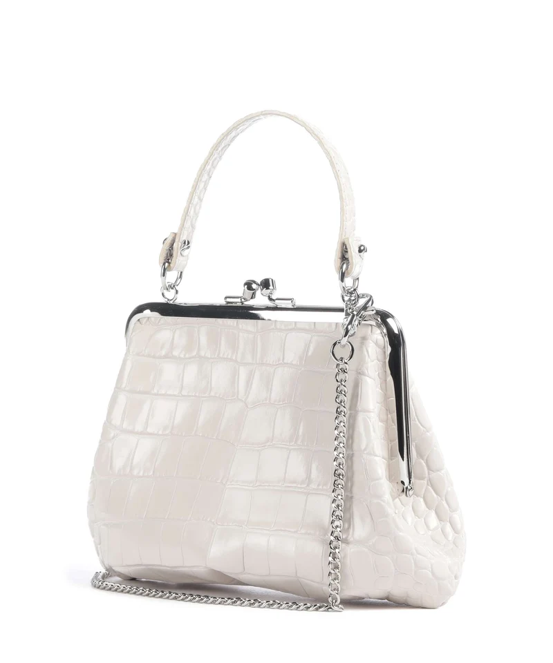 Vivienne Westwood Granny Frame Embossed Croc Handtasche pearl white