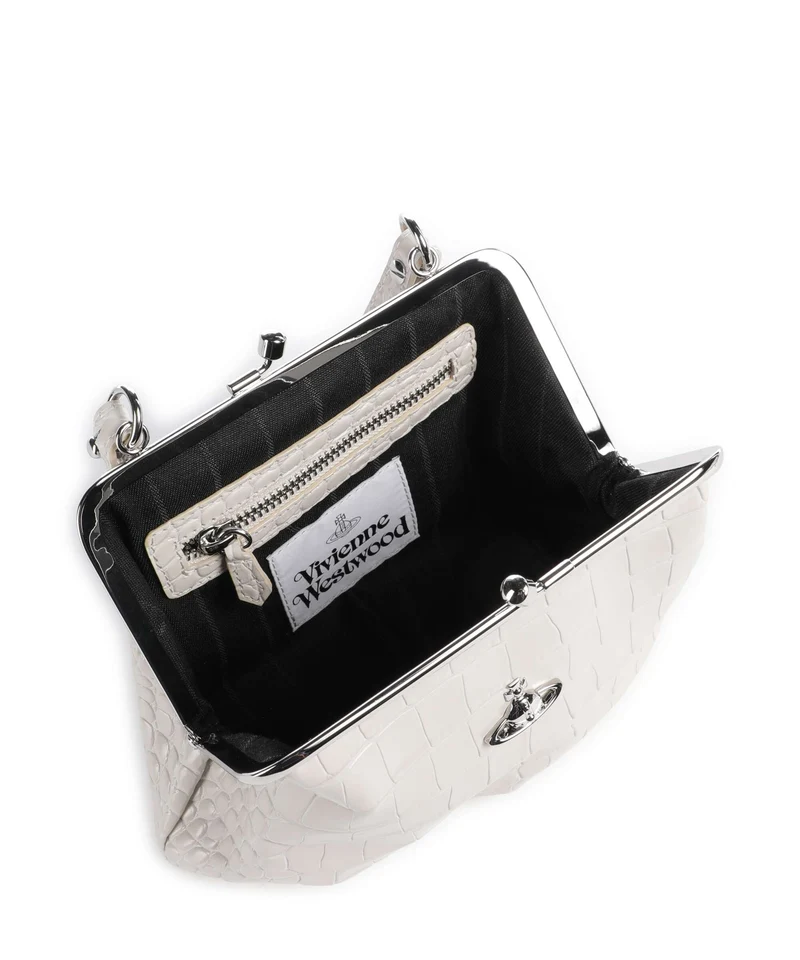 Vivienne Westwood Granny Frame Embossed Croc Handtasche pearl white