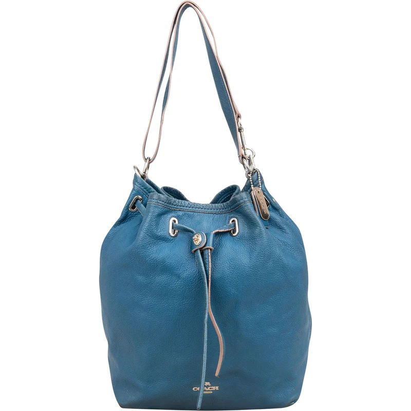 Coach Pebbled Leather Drawstring Duffle Bucket Crossbody Bag