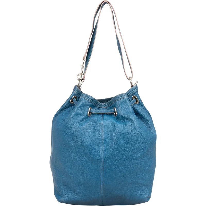 Coach Pebbled Leather Drawstring Duffle Bucket Crossbody Bag