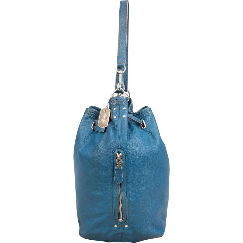 Coach Pebbled Leather Drawstring Duffle Bucket Crossbody Bag