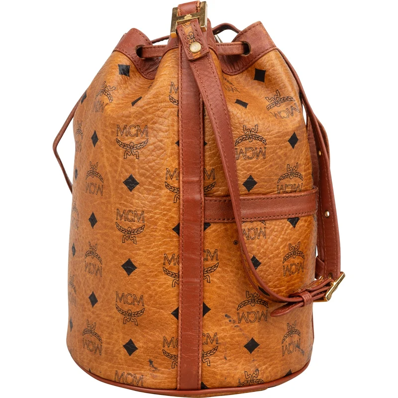 MCM Monogram Visetos Drawstring Bucket Crossbody Bag