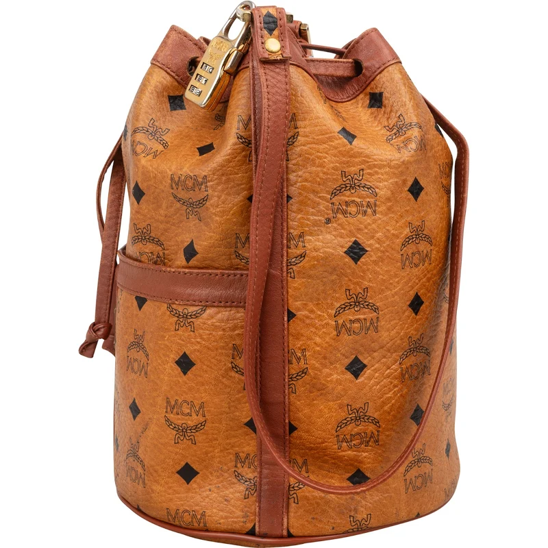 MCM Monogram Visetos Drawstring Bucket Crossbody Bag