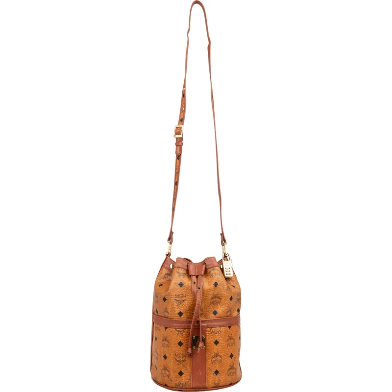 MCM Monogram Visetos Drawstring Bucket Crossbody Bag