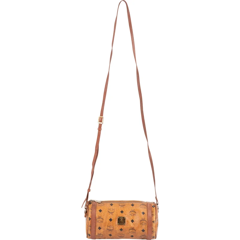 MCM Monogram Visetos Cylinder Boston Crossbody Bag