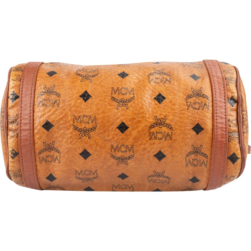 MCM Monogram Visetos Cylinder Boston Crossbody Bag