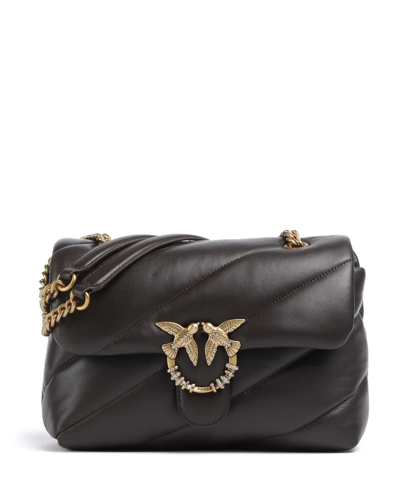 Pinko Love Puff Classic New Buckle Schultertasche marrone marasca/antique gold