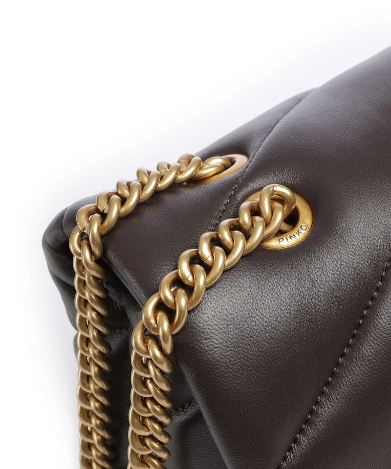 Pinko Love Puff Classic New Buckle Schultertasche marrone marasca/antique gold