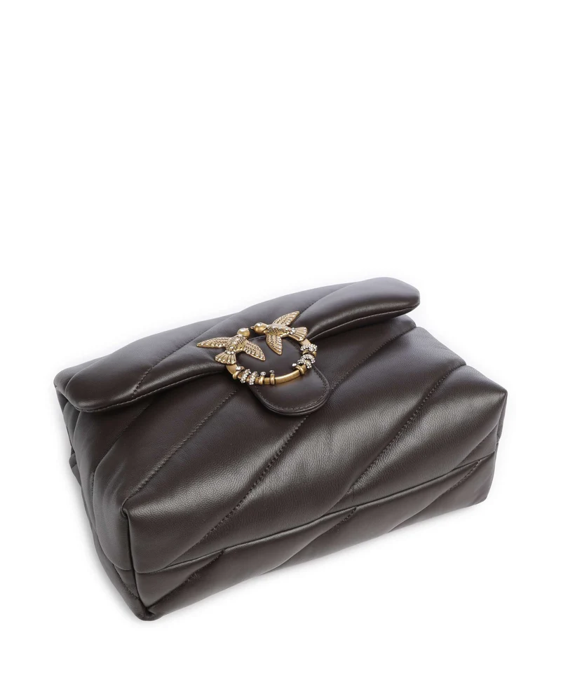 Pinko Love Puff Classic New Buckle Schultertasche marrone marasca/antique gold