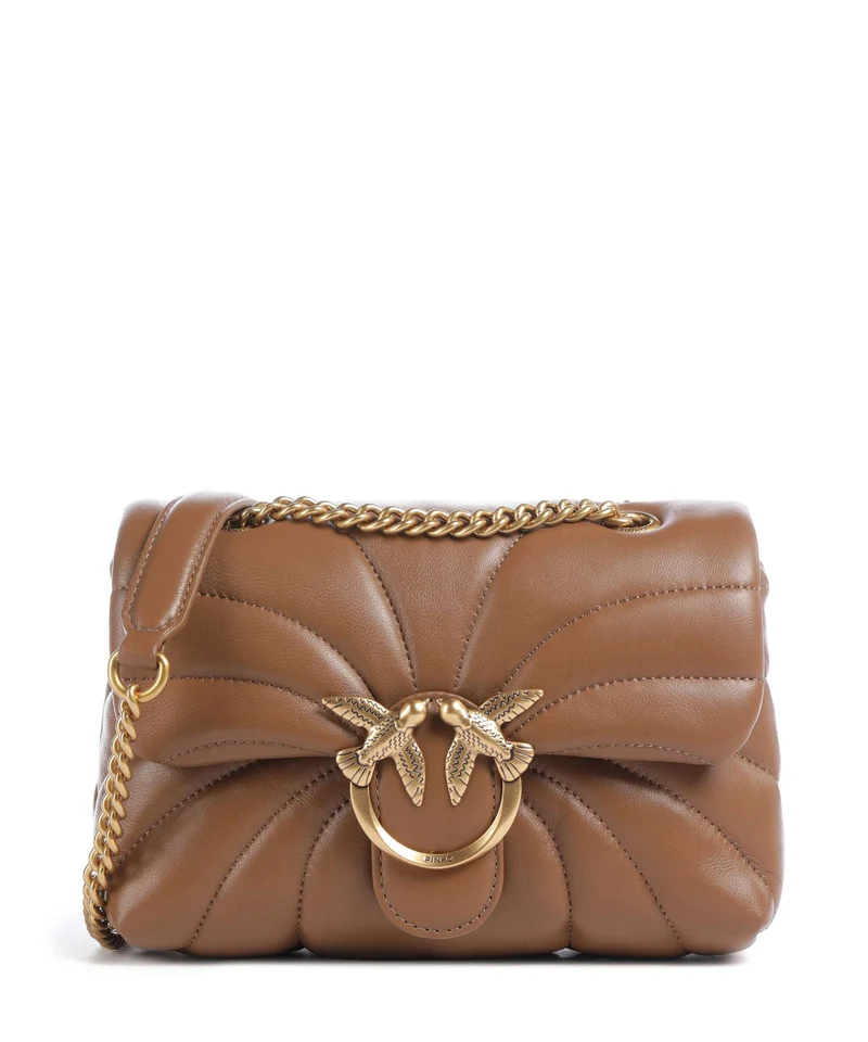Pinko Love Puff Mini Schultertasche marrone cognac/antique gold