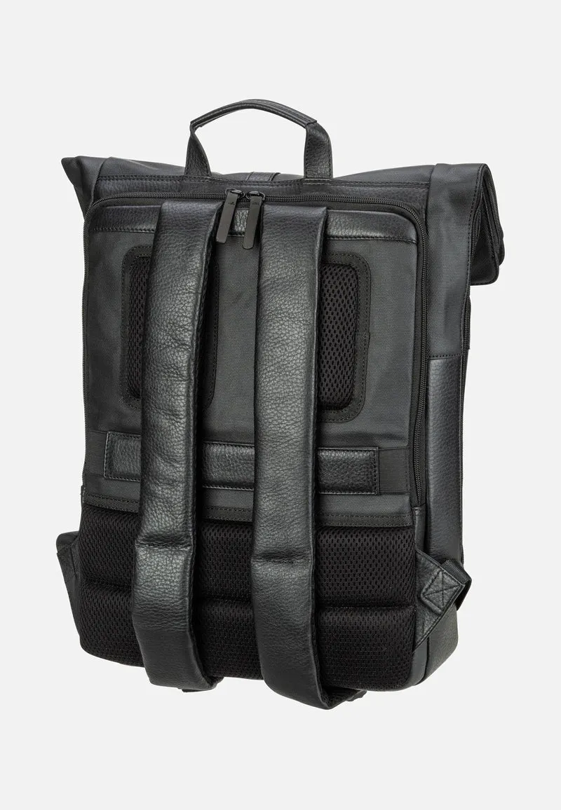 Stockholm Courier Black - Rolltop Rucksack