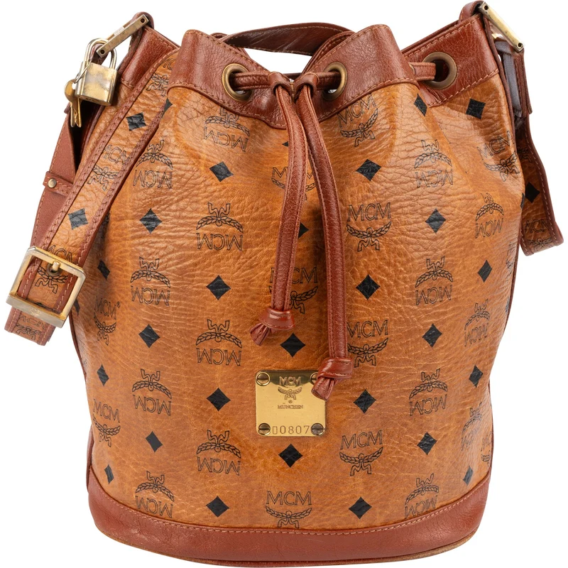 MCM Monogram Visetos Drawstring Bucket Crossbody Bag