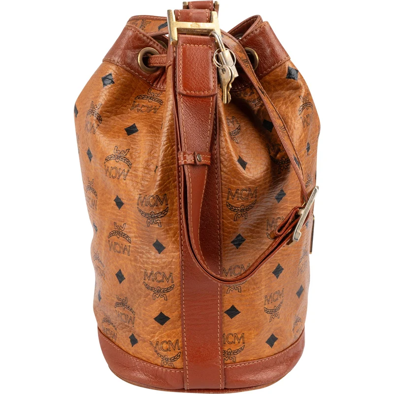 MCM Monogram Visetos Drawstring Bucket Crossbody Bag