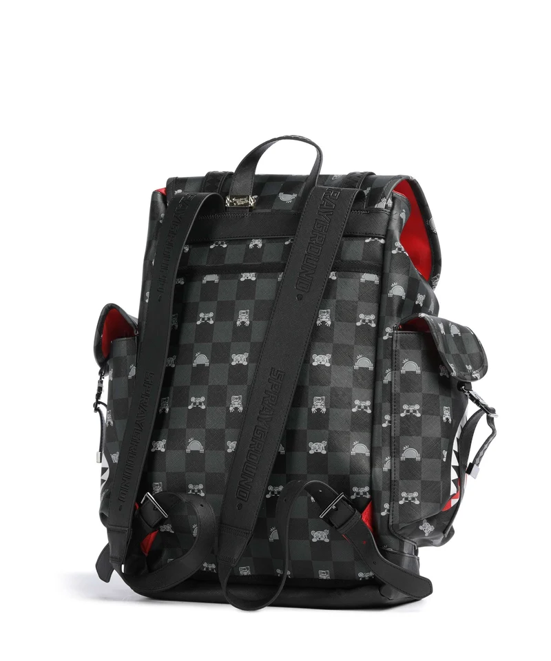 Sprayground Gray Peeking Character Check Monte Carlo Rucksack black/gray