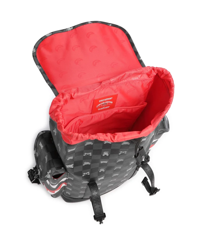 Sprayground Gray Peeking Character Check Monte Carlo Rucksack black/gray