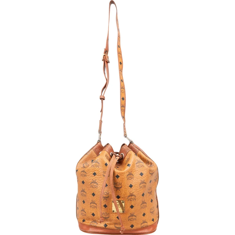 MCM Monogram Visetos Drawstring Bucket Crossbody Bag