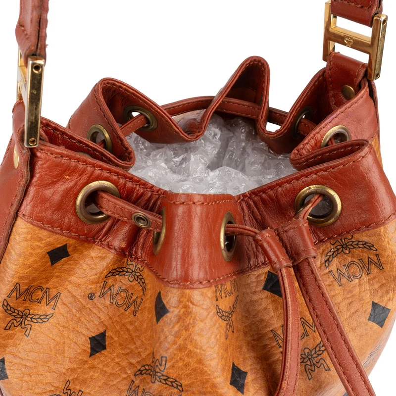 MCM Monogram Visetos Drawstring Bucket Crossbody Bag