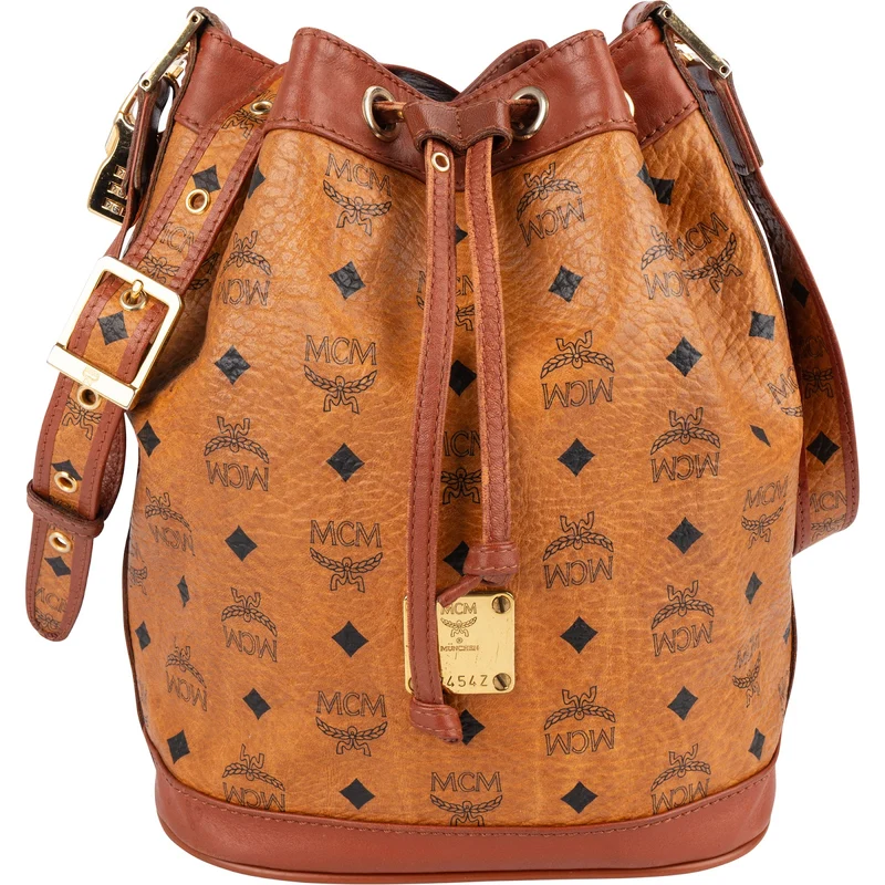 MCM Monogram Visetos Drawstring Bucket Crossbody Bag