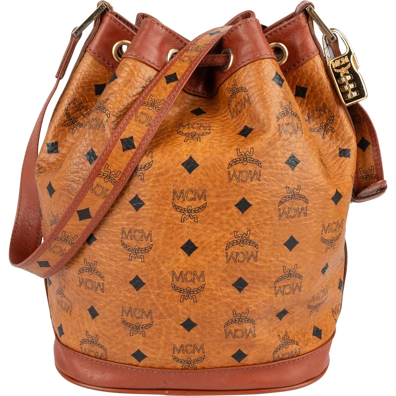 MCM Monogram Visetos Drawstring Bucket Crossbody Bag