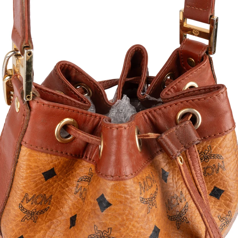 MCM Monogram Visetos Drawstring Bucket Crossbody Bag