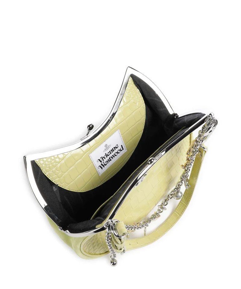 Vivienne Westwood Charm Frame Embossed Croc Schultertasche lime green