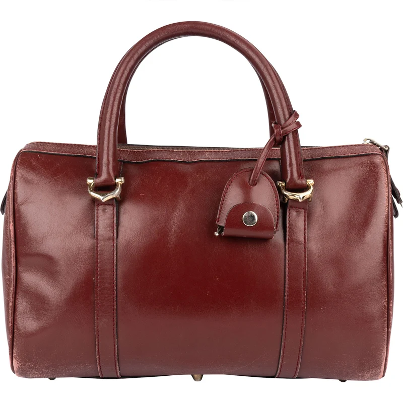 Cartier Bordeaux Leather Boston Handbag