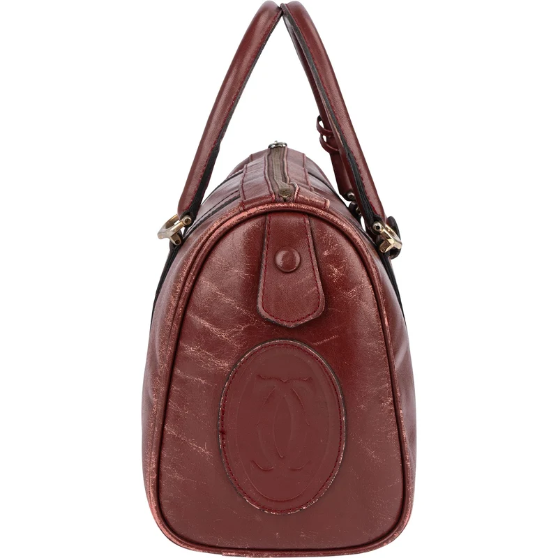 Cartier Bordeaux Leather Boston Handbag